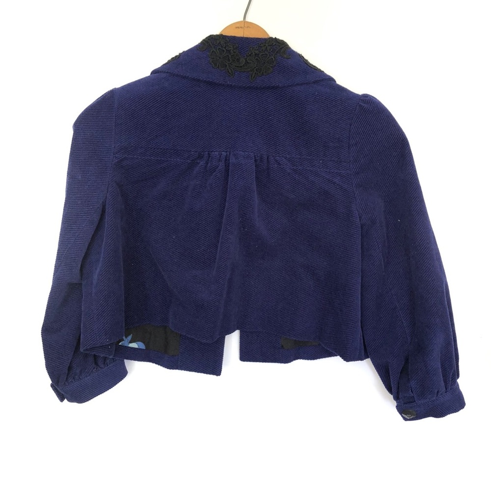 Anthropologie Elevenses Corduroy Lace Crop Jacket - Picture 3 of 7